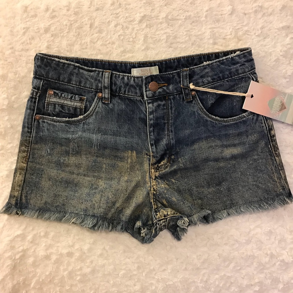Sun & Shadow cut off shorts. NWT